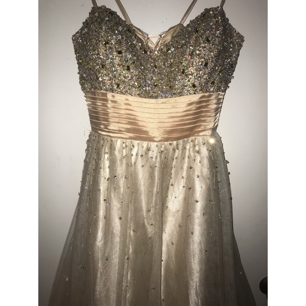 Nude Strapless Ballgown